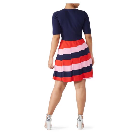 Trina Turk Fenna 2 Navy Red Pink Knit Dress S - Picture 3 of 6